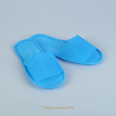 Тапочки одноразовые, "Эконом ПВХ", антискользящие, подошва 3 мм, синие