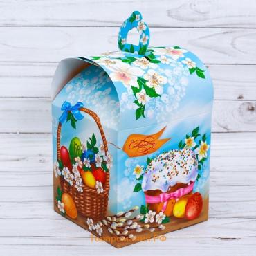 Коробка кондитерская складная, упаковка на Пасху «Вкусный Кулич», 16.5×14.5×21 см