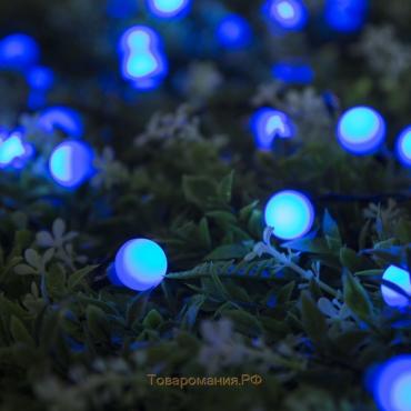 Гирлянда «Нить», 4.5 м, с насадками в виде шариков, IP44, 30 LED, 2 режима, солнечная батарея, тёмная нить, свечение синие