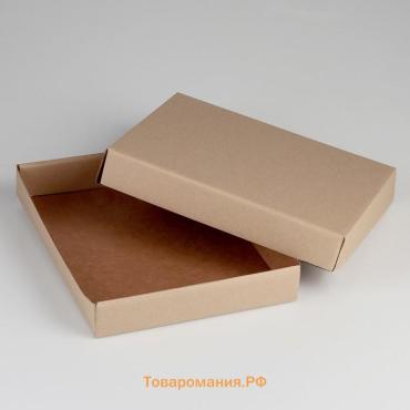 Коробка сборная без печати крышка-дно бурая без окна 26×21.5×4 см