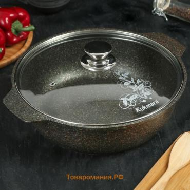 Кастрюля-жаровня Granit ultra original, 3 л, d=27см, стеклянная крышка, антипригарное покрытие, цвет чёрный