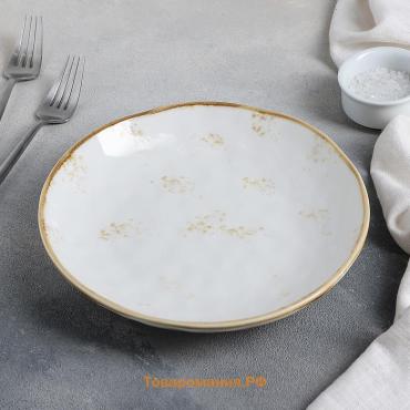 Тарелка глубокая  Organic Gold, d=21.5 см, фарфор, белая