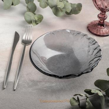 Салатник стеклянный Magistro «Нофис», 550 мл, d=17 см, цвет серый