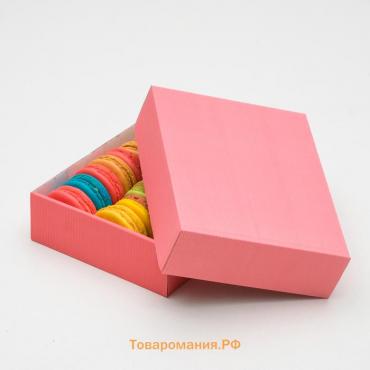 Коробка сборная без печати крышка - дно, розовая, без окна 18×15×5 см