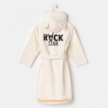 Халат махровый детский "Rock" р-р 30 (98-104 см), бежевый