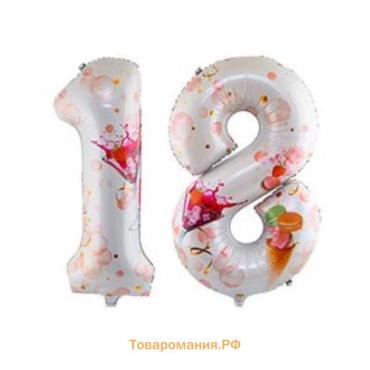 Шар воздушный фольгированный 40" «Цифра 18»