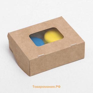 Контейнер на вынос, с окном, крафт, 10×8×3.5 см
