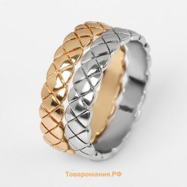 Кольцо "Узор" двойной, цвет золотисто-серебрянный, размер 18