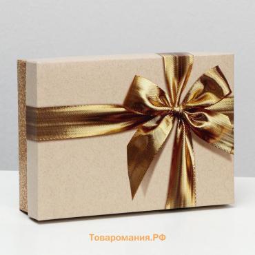 Коробка подарочная «Бант», золотая, 21×15×5 см