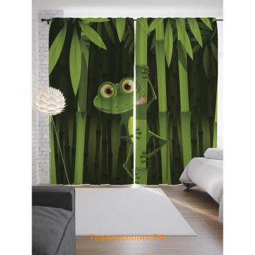 Фотошторы «Голодная лягушка на бамбуке», сатен, размер 145х265 см, 2 шт