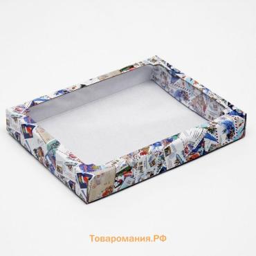 Коробка сборная крышка - дно с окном, «Новогодняя почта», 26×21×4 см Новый год