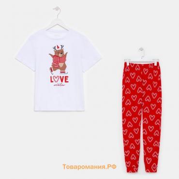 Пижама новогодняя женская (футболка и брюки) KAFTAN "Love" размер 40-42