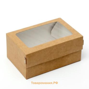 Коробка складная, с окном, крафтовая, 15×10×7 см