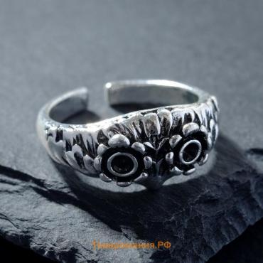 Кольцо "Перстень" сова, цвет чернёное серебро, безразмерное