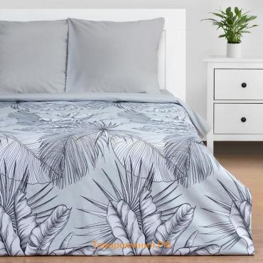 Постельное бельё  Евро Gray tropics 200х215 см, 220х240 см, 70х70 см - 2 шт