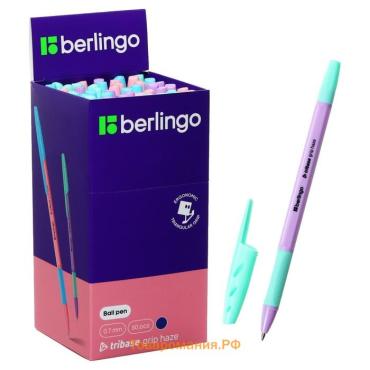 Ручка шариковая Berlingo Tribase grip haze, стержень синий 0.7 мм, грип, корпус МИКС