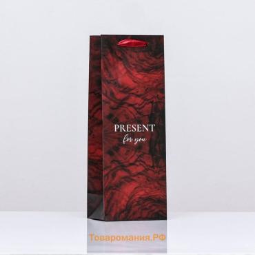 Пакет ламинированный под бутылку Present for you,13×36×10 см