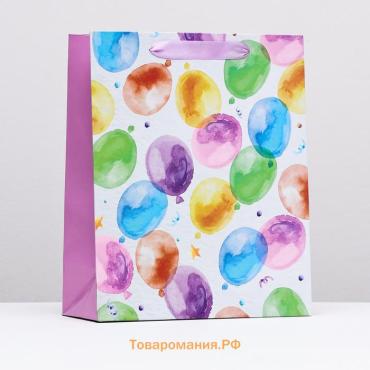 Пакет подарочный ламинированный «Яркие шарики», 26×32×12 см