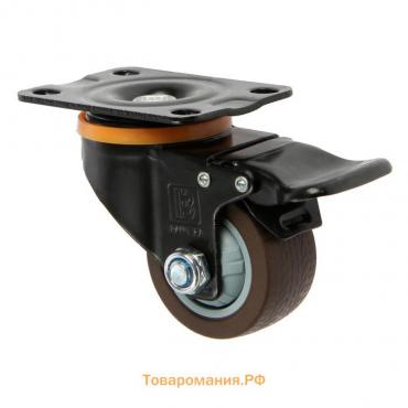 Колесо мебельное CAPPIO d=62,на площадке,со стопором,поворотное, покрытие TPR